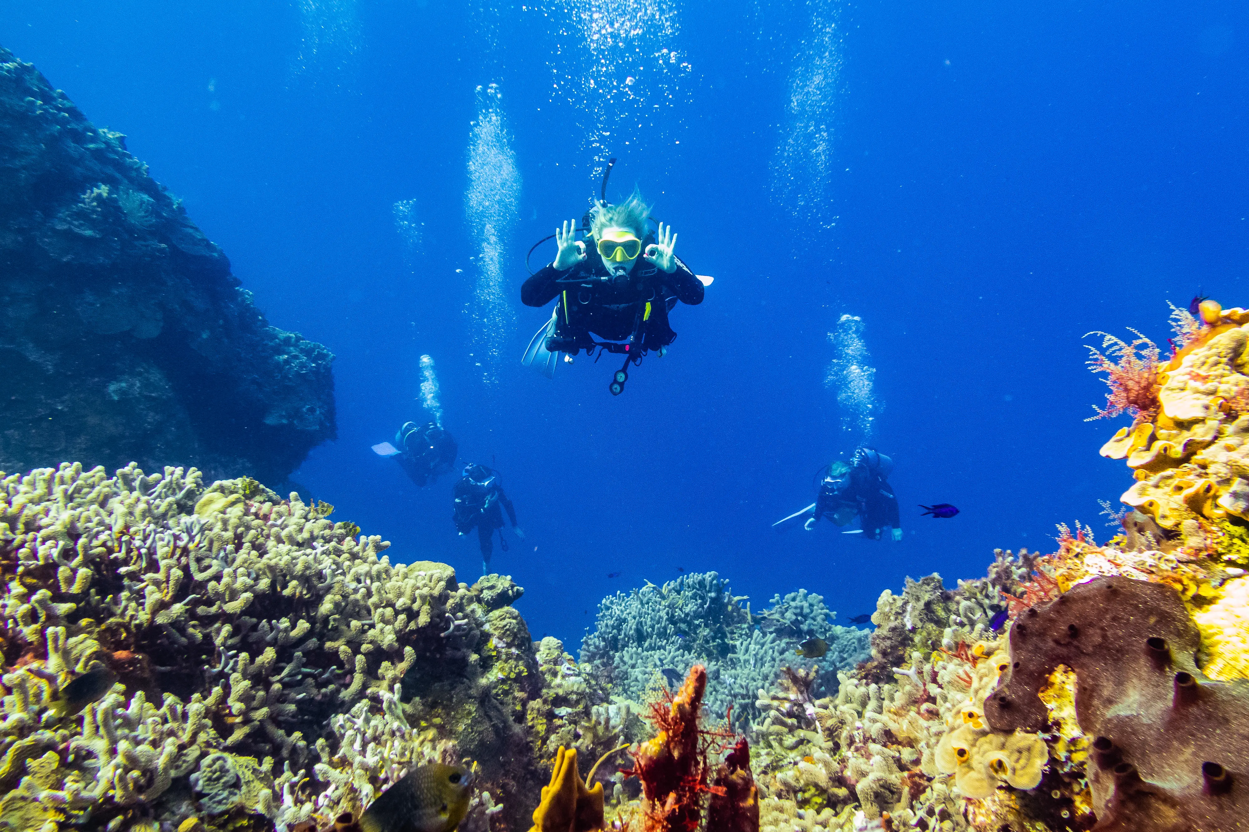 Happy diver at Cozumel Palancar reef